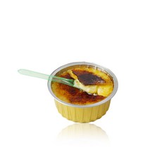 크림뷔릴레 용기 AK125C 오븐 토치 가능한 알루미늄 베이킹컵 뚜껑포함, 10개, 골드