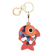 BORKUANA 에어태그와 호환되는 가죽 키체인 홀더 케이스 키링과 랜야드가 있는 귀여운 보호 커버 지갑 열쇠 가방 반려동물용 긁힘 방지 파인더 GPS 트래커 케이스(블, 금붕어 C