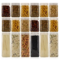 냉장고 사각(화이트) 보관용기 실속형 18P(대6 중12)+세척솔, 1세트