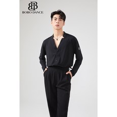 남성 댄스복 셔츠 브이넥 차이나 긴팔 사교댄스 라틴 댄스스포츠 무대