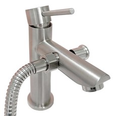 현민픽 욕실 세면대 샤워기 수전 수도꼭지 원홀 겸용 무광 스텐 4종 세트, 1세트