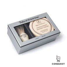 CONQUEST 英國泰勒經典檀香刮鬍禮盒組，含刮鬍膏與刮鬍刷，打造舒適刮鬍體驗, 1個, 1