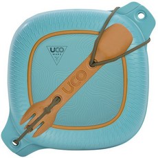 UCO WARE MESS KITS 四合一餐具組 便當盒 耐熱115度 愛露愛玩, 藍色, 1個, 碗、蓋(盤)、叉匙、可重複使用的矽膠繩套