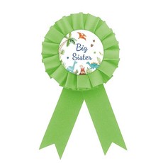 공룡 언니 배지 핀 그린 자매 버튼 로제트 생일 축하 소녀 어워드 리본 버튼 여아용 정글 동물 테마 베이비 샤워/첫 번째 파티 용품 129296