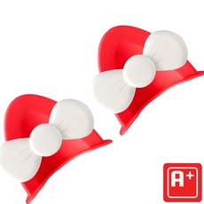 알탱고 귀여운 동물 [리본 고양이] 귀 헬멧 부착형 장식 레포츠용 선물용, 레드/화이트
