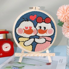 【超繪玩】戳戳繡毛綫繡針材料包 兒童學生課活動裝飾畫, 天生一對呀—送戳筆+支架 （材料包）⚑⚑, 1個