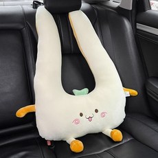 臺灣出貨 兒童車上睡覺神器車載抱枕頭長途汽車私傢車後座後排副駕駛長途車, 調皮款U形靠枕【有拉鍊可拆洗】