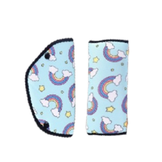 兒童安全帶保護套 彩虹印花款, 混色 彩虹 (固定器+護肩套), 1套