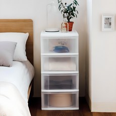 아이리스 국내 제조 와이드 일체형 서랍장 CLZ 바퀴포함, 클리어, 4단