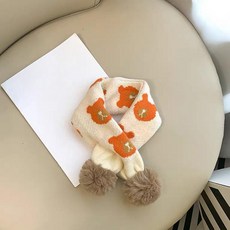 겨울 방한 목도리 귀여운 곰돌이 키즈 남아 어린이 넥워머, 작은 곰 퍼볼 베이지
