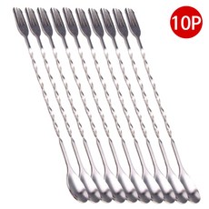 카페 칵테일 바스푼 32cm 10개입 세트 홈텐딩 머들러 롱스푼, 10개, 실버 32cm 10개, 실버 32cm