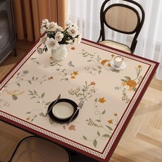 해피유통 정사각 방수 발유 가죽 테이블 매트 사각 테이블보 티 테이블보 jhwj, 65x65cm, 사각테이블-빈티지플라워, 1개