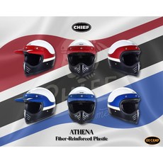 GU CAMP 騎士部品 Chief Athena 輕量化玻璃纖維安全帽 越野復古帽, 攀越－紅白,M, 1個