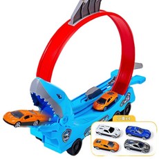 恐龍彈射軌道玩具, 鯊魚彈射車4合金車, 1個