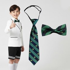 초록 네이비줄 유아동 타이 2P 남아 나비넥타이 일자넥타이 줄무늬 2개 1세트