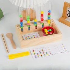 나무 클립 비즈 게임 몬테소리 장난감 컬러 매칭 교구 학습 세트 아동용 미세 운동 훈련, 01 A, 1개