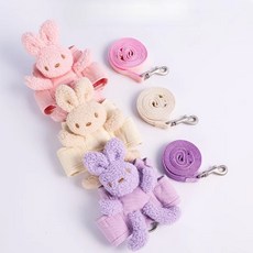 마일로앤코코 토끼 인형 강아지 하네스 애견 봄 여름 가을 H형 의류형 가슴줄 앞섬방지 벨크로 산책줄 하네스옷 목줄, 1개, 베이지