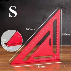 에어컨 공구목공 삼각형 눈금자 미터법/인치 알루미늄 합금 직각 각도기 고정밀 레이아웃 측정 마킹 게이지, 01 S red