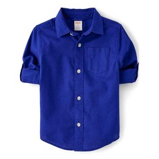 Gymboree 남아 및 유아용 긴소매 리넨 버튼업 셔츠 네이비 네로우 8 149308