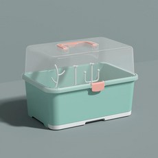 LWWYAREA 嬰兒奶瓶收納箱 瀝水架 寶寶奶瓶餐具防塵儲存盒, 綠色, 綠色
