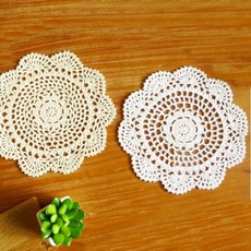 플라워 레이스 도일리 (20cm) 컵 화병 뜨개받침 (2컬러), 화이트, 1개