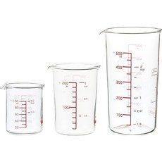 iwaki(이와키) 내열 유리 계량 컵 메이저 컵 100ml・200ml・500ml 3개 세트, 1개