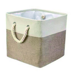 휘잇 로프 손잡이 컬러패브릭 수납바구니 접이식 리빙박스, 3개, 그레이