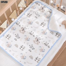 DFMEI 新生嬰兒隔尿墊A類寶寶牀墊可洗紗布棉防水透柔軟吸水墊, 1個, 氣球熊貓
