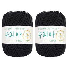 털실나라 수피아 코튼 코마면 뜨개실, 12블랙, 2개