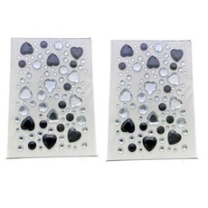 하트 보석 큐빅 입체 다이아 예쁜 비즈 원형 쥬얼리 스티커, 2개, 실버블랙