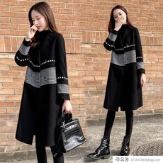 라오농 빅사이즈 여성복 2021 가을/겨울 통통하다 mm 배 가리다 날씬해 보이다 가을 중장기 나사 코트 모직 코트+d25LL