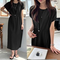 데일리앤 스태프 바스락 여름 시원한 반팔 롱원피스 얇은 A라인 빅사이즈 원피스