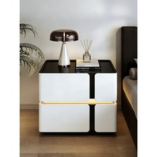 Tixpra 완제품 배송 유광 침대 협탁 2단 서랍형 LED 무드조명 모던 인테리어 수납 미니 서랍장, 1개, 흰색40*45*48