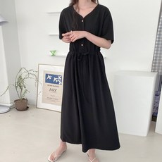 봉봉스토리 포유 단추 롱원피스 데일리 허리끈 빅사이즈 루즈핏