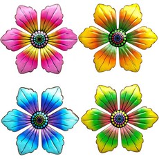문학적으로 4PCS 금속 꽃 야외 장식 6인치 정원 벽 예술 조각품이 실내 가정 정원에 걸려 있습니다, set of 4