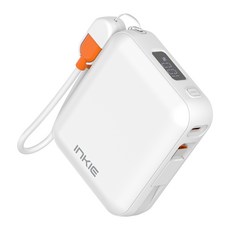인키 초고속 22.5W PD 충전 케이블 2WAY 일체형 대용량 보조배터리 10000mAh 멀티단자, IK-CPC1-PD10000, 화이트
