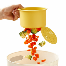 허니팟츠 원터치 원형 싱크대 음식물쓰레기 거름망 거치대, 1개, 옐로우