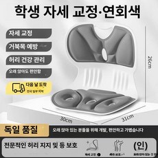 굽은등 곧게 인체공학 허리 지지 등받이 쿠션 사무실 자세 교정용, 어린이용 기본 [연회색]
