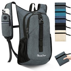 Seektop 15L 여성용 남성용 소형 하이킹 백팩 여행 캠핑용 휴대폰 포켓이 있는 경량 하이킹 패커블 데이팩 블랙. 하이킹 캠핑 여행 레저, 회색