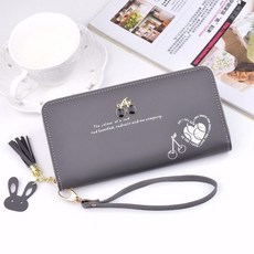 簡約大容量零錢包長夾，女士手拿錢包，2024新款韓版錢夾，大容量拉鏈流蘇皮夾手機包