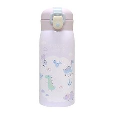 원터치 보온보냉 스텐 공룡 디노 어린이 유치원 초등학생 텀블러, 1개, 350ml, 퍼플