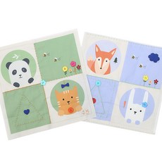 푸푸 바느질 실습세트(요술바늘 바느질연습종이 포함) / 기초 손 바느질 실과 교구 교재 세트 옷수선 용품, 1개