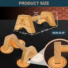 Flintronic 목재 패럴렛 피트니스 푸시업 바 미끄럼 방지 매트가 있는 단단한 나무 패럴렛 핸드스탠드 바 푸시업 손목 스트랩 근력 훈련 체조를 위한 홈 운동 장비, Flintronic 목재 패럴렛, 피트니스 푸시업 바,