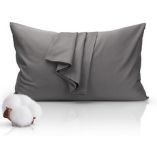 Hzesyd 베개 커버 - 기숙사 방 필수품 및 룸 데코 그레이 퀸 사이즈 헤어 케어 500 스레드 카운트 20x30 인치 1 세트