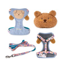 강아지 허그핏 H형 하네스+리드줄+똥츄 3종 세트, 블루, 1개