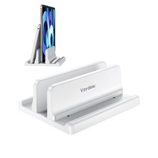 Vaydeer 수직 노트북 스탠드 홀더 플라스틱 조절식 데스크탑 노트북 도크 공간 절약형 3 in 1 - 모든 MacBook Pro Air Mac HP Dell Micros, White, 1개