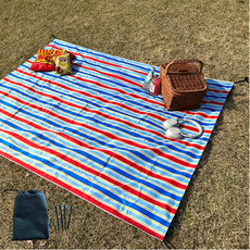 피크닉 경량 돗자리 휴대용 감성 방수 스트라이프 가방세트, 블루레드_스프라이트