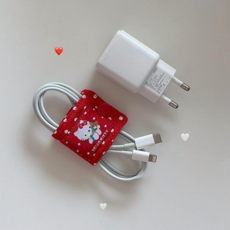 키티 케이블 홀더 스퀘어 키티 패브릭 사각 이어폰 줄감개 전선정리 5종, 아기곰키티, 1개