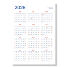 생활특별시 2026년 한장 달력 벽걸이 대형 1년 포스터 달력 플래너 집꾸미기 달력 캘린더 연간계획표 예쁜 감성 인테리어 벽달력 연력 새해 신년 달력 선물, 1장, 오렌지블루