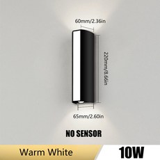 외부벽등 벽 조명 LED 램프 10W AC85-265V IP66 방수 흰색 야외 장식 집 외부, [00] No Radar, 1개